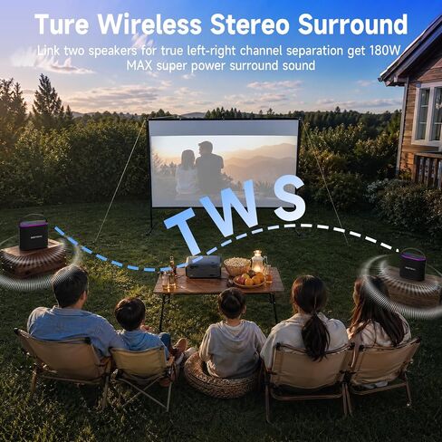 BESTISAN Bluetooth Speaker, 2.1CH 90W Stereo Sound, Built-in 50W Subwoofer, Upgraded 7 RGB Lights, TWS, 15H Play Portable Speaker, Deep Bass, Hands-Free Calling for Party, Camping, Travel, Garage in Kuwait