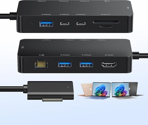 Surface Docking Station (2026 Upgraded), 4K@60Hz HDMI Microsoft Surface Dock for Surface Pro 12/11/10/9/8/7/6/5/4/3, Surface Laptop 7/6/5/4, Surface Go/Book/Laptop Go in Kuwait