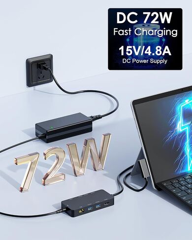 Surface Docking Station (2026 Upgraded), 4K@60Hz HDMI Microsoft Surface Dock for Surface Pro 12/11/10/9/8/7/6/5/4/3, Surface Laptop 7/6/5/4, Surface Go/Book/Laptop Go in Kuwait