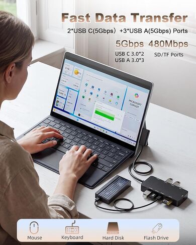 Surface Docking Station (2026 Upgraded), 4K@60Hz HDMI Microsoft Surface Dock for Surface Pro 12/11/10/9/8/7/6/5/4/3, Surface Laptop 7/6/5/4, Surface Go/Book/Laptop Go in Kuwait