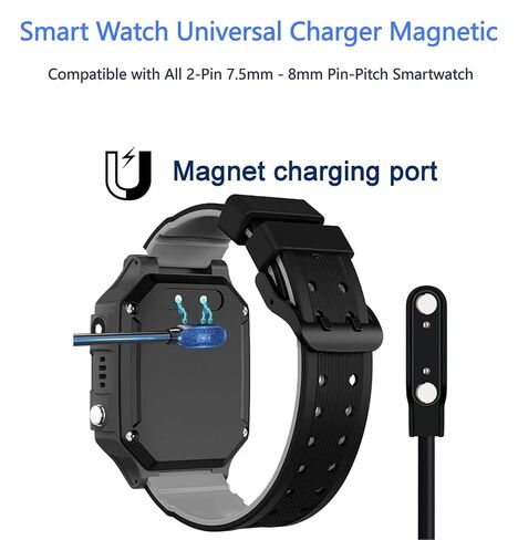2-Pack Smart Watch Universal Charger Magnetic, da fit Watch Accessories 60cm USB 2 Pin 7.62mm Magnetic Charging Cable Compatible with All 2-Pin 7.5mm - 8mm Pin-Pitch Smartwatch (USB-A + USB-C) in Kuwait