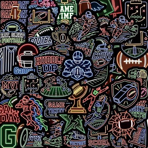 50 Pcs Neon Football Stickers, Waterproof Vinyl Stickers for Football Fans in Saudi Arabia