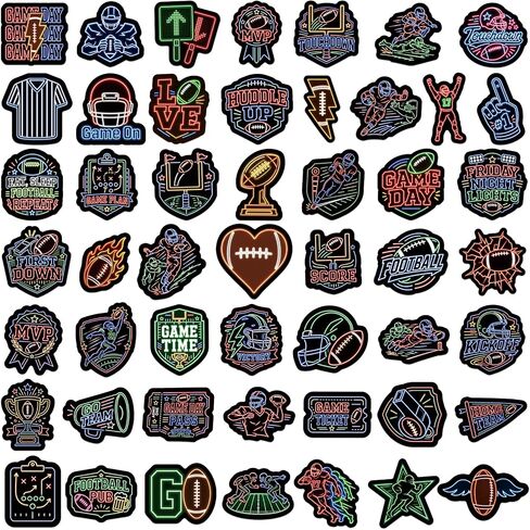 50 Pcs Neon Football Stickers, Waterproof Vinyl Stickers for Football Fans in Saudi Arabia