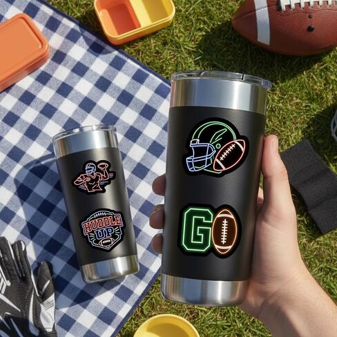 50 Pcs Neon Football Stickers, Waterproof Vinyl Stickers for Football Fans in Saudi Arabia