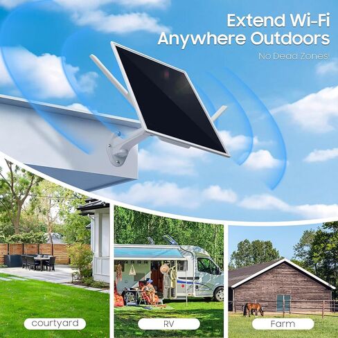 Solar WiFi Extender Outdoor, Solar Powered Outdoor WiFi Repeater with 15W Solar Panel & 26000mAh Battery, IP65 Waterproof WiFi Extender Signal Booster Outdoor for Garden, Farm, Pool & Ranch in Kuwait