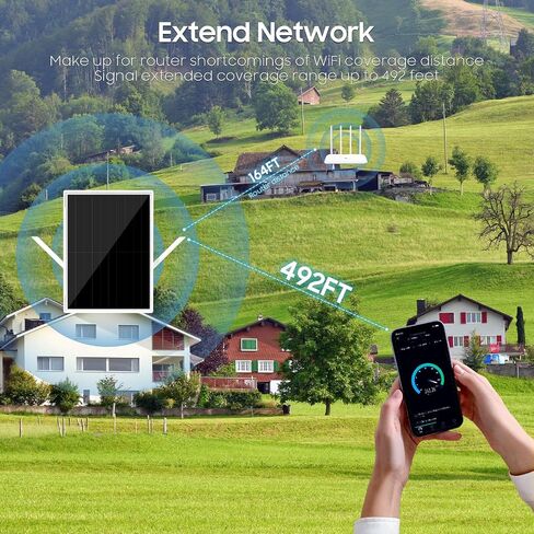 Solar WiFi Extender Outdoor, Solar Powered Outdoor WiFi Repeater with 15W Solar Panel & 26000mAh Battery, IP65 Waterproof WiFi Extender Signal Booster Outdoor for Garden, Farm, Pool & Ranch in Kuwait