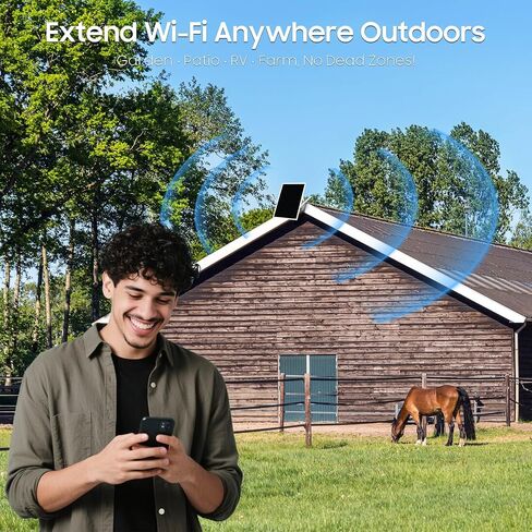 Solar WiFi Extender Outdoor, Solar Powered Outdoor WiFi Repeater with 15W Solar Panel & 26000mAh Battery, IP65 Waterproof WiFi Extender Signal Booster Outdoor for Garden, Farm, Pool & Ranch in Kuwait