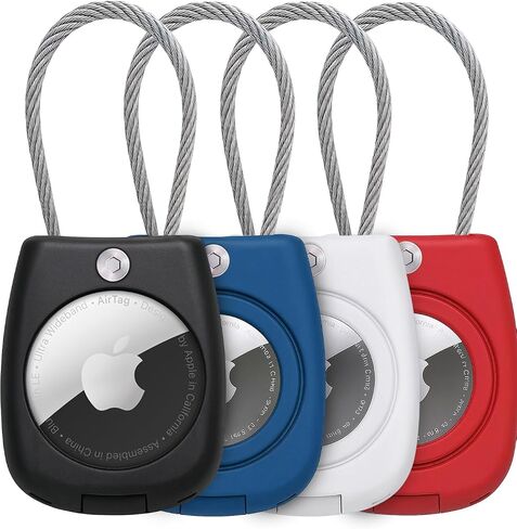 EVEO Airtag Keychain Holder – 4 Pack Airtag Holder Keychain, Secure Apple Airtag Case Keychain Air Tag Holders Cover | for Airtags 4 Pack, for Keys, Bags, Pets, Apple Airtag Not Included. in Kuwait