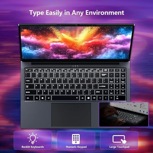 Gaming Laptop i5, 16 inch Laptop Computer Up to 3.60GHz, 2026 Laptop Computers with 16GB RAM 512GB SSD, FHD 1920x1200, 180° Angle Open, Backlit Keyboard, HDMI, Lap top for Student Business Work in Kuwait