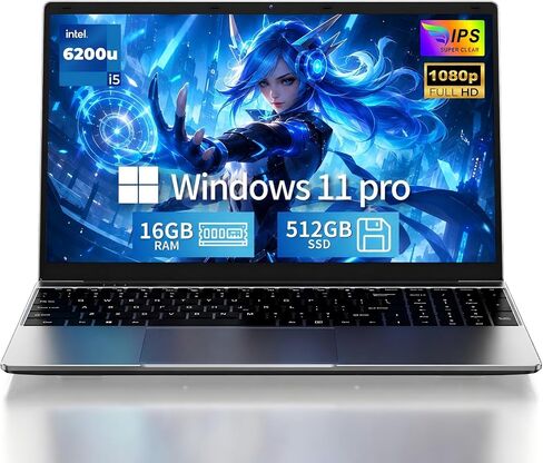 2026 Laptop Computer,15.6" FHD IPS,16GB RAM 512GB SSD,Windows 11 Pro,i5-6200U Up to 2.8GHz,Portable Laptop,Business Student Notebook,Backlit Keyboard,WiFi,BT 4.2,Mini HDMI,TF Card,2-Year Warranty in Kuwait