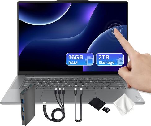 Lenovo Yoga Slim 7i Aura Edition 15.3" 2.8K Touchscreen Laptop, Intel Core Ultra 7 256V, 16GB LPDDR5X, 3TB Storage (2TB SSD&1TB Docking Station), Backlit KB, Copilot+ PC, Wi-Fi 7, Win 11 Pro, Gray in Kuwait