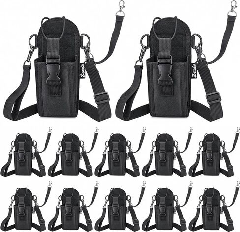Zeadio Two Way Radio Holster, Walkie Talkie Nylon Pouch Case with Adjustable Shoulder Strap & Belt Loop, Compatible with almost Radios, for Police Firefighter Security Outdoor Workers etc（Pack of 1） in Kuwait