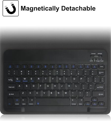 9",9.7",10.1",10.5",10.9",11" Tablet Universal Case with Keyboard, Case with Removable Wireless Bluetooth Keyboard & Pen Holder for iPad, Galaxy and Other 9-11 inch Tablet in Kuwait