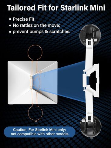 Starlink Mini Car Suction Cup Mount for Car Sunroof/Windshield, Precise Snap-in Fit, Strong Hold, Heat/Cold Resistant, Starlink Mini Accessories for RV, Car, Boat, Truck in Kuwait