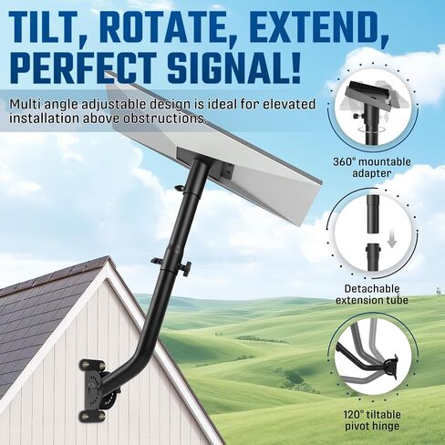 Gen3 Mount for Starlink Standard 4/4X Adjustable Wall/Roof Mounting Kit with Aluminum Pipe Adapter Compatible with Starlink Standard Gen 3/V3 in Kuwait
