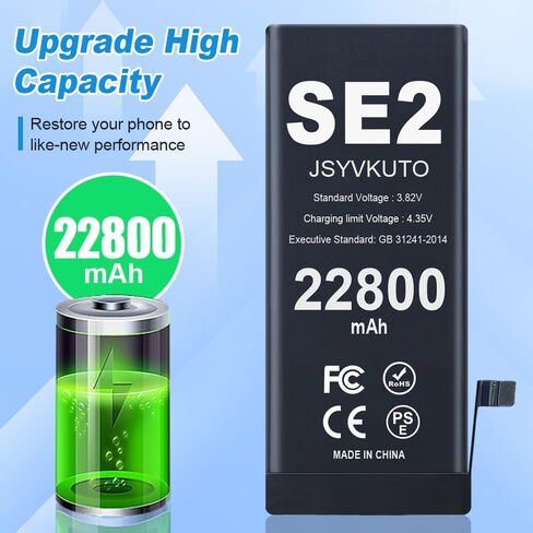 22800mAh Battery for iPhone SE2(SE 2020 2nd Generation), [Upgraded] New 0 Cycle Higher Capacity Replacement Battery for iPhone SE 2020 with Full Set Repair Tool Kit, Model A2275 A2296 A2298 in Kuwait