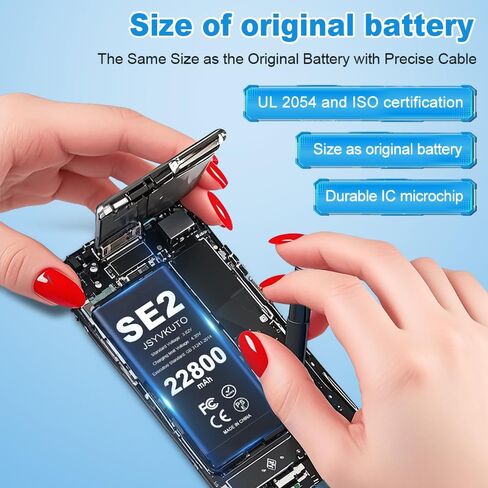 22800mAh Battery for iPhone SE2(SE 2020 2nd Generation), [Upgraded] New 0 Cycle Higher Capacity Replacement Battery for iPhone SE 2020 with Full Set Repair Tool Kit, Model A2275 A2296 A2298 in Kuwait