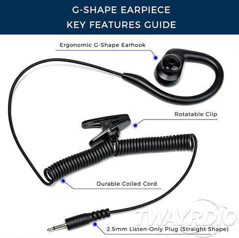 TWAYRDIO 2.5mm Listen Only Radio Earpiece Headset for Harris Kenwood Mics in Kuwait