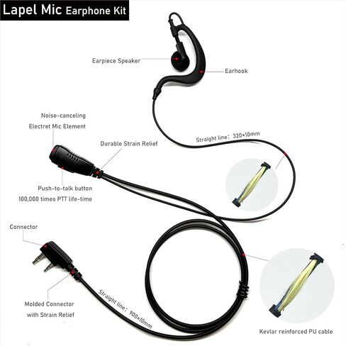 G Shape Headset 2-Pin Ear Hook Earpiece with Mic for Kenwood NX-320 NX-340 TK-2200 TK-3160 NX-3220 NX3320 TH-G71A in Kuwait