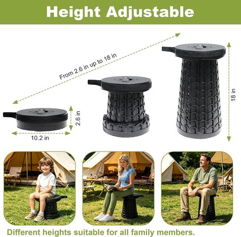 18"H Collapsible Stool, Capacity 800lbs, Adjustable Height Portable Stool in Saudi Arabia
