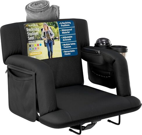 Reclining Stadium Seats for Bleachers with Back Support – Wide Bleacher Chair Cushion, Armrests, Large Pockets, and Multiple Safety Features – Best Stadium Seat Chairs for Camping, Kayak Backs & More in Saudi Arabia