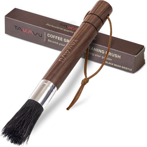 TAKAVU Coffee Grinder Brush, Natural Boar Bristle, Espresso Barista Cleaner in Kuwait