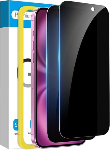 Fotbor 2 Pack Compatible for iPhone 15 Plus/iPhone 16 Plus Privacy Screen Protector, Anti Spy Private Case Friendly Anti-Scratch 9H Hardness Tempered Glass in Kuwait