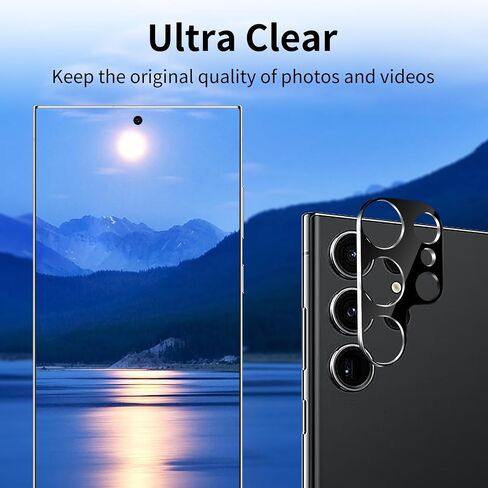 Dengduoduo 3 Pack Camera Lens Protector for Samsung Galaxy S24 Ultra, 9H Tempered Glass Camera Protector Lens Cover, Ultra HD, Anti-Scratch, Case Friendly [No Affect on Night Shots], All Black in Kuwait
