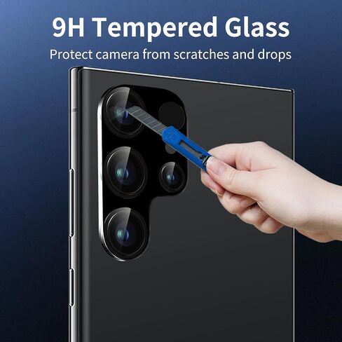 Dengduoduo 3 Pack Camera Lens Protector for Samsung Galaxy S24 Ultra, 9H Tempered Glass Camera Protector Lens Cover, Ultra HD, Anti-Scratch, Case Friendly [No Affect on Night Shots], All Black in Kuwait