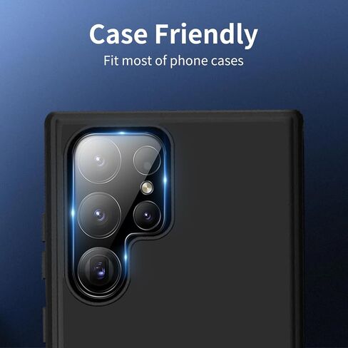 Dengduoduo 3 Pack Camera Lens Protector for Samsung Galaxy S24 Ultra, 9H Tempered Glass Camera Protector Lens Cover, Ultra HD, Anti-Scratch, Case Friendly [No Affect on Night Shots], All Black in Kuwait