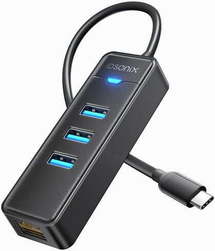 iDsonix USB C to Ethernet Adapter, 4 IN 1 USB C Hub with RJ45 10/100/1000 Mbps Ethernet & 3 USB 3.0 Ports, USB Splitter Multiport Network Adapter, USB C Port Hub for MacBook/iPad Pro/Windows/Laptop/PC in Saudi Arabia