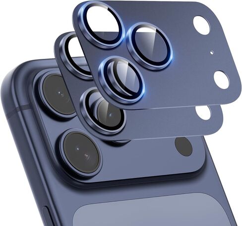 2-Pack for iPhone 17 Pro Max Camera Lens Protector - [Not Easy to Break] [Strong Adsorption] [Case-Friendly] Metal Aluminum Alloy Tempered Glass Rear Camera Screen Protector - Titanium Orange in Kuwait