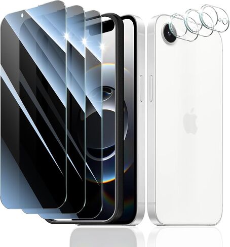 3+3+1-Pack, Screen Protector and Camera Lens Protector for iPhone 17e/16e with Installation Alignment Aid, Tempered Glass Film, Impact-Protection, HD, Anti-Scratch, 9H Hardness in Saudi Arabia
