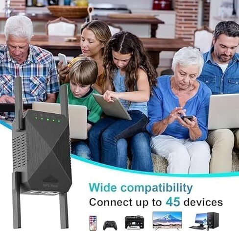 WiFi Extender, 1200Mbps Wi-Fi Signal Booster Amplifier for Home Cover Up to 9800sq.ft WiFi 2.4&5GHz Dual Band Wireless Repeater, 4 Antennas 360° WiFi Amplifier, White in Kuwait