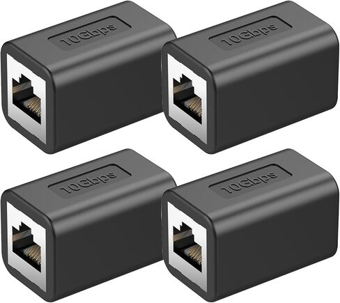 Ethernet Extender 10Gbps RJ45 Ethernet Coupler, in Line Coupler for cat8/Cat7/Cat6/Cat5e/Cat5 Extender Adapter for PC Router Modem PS5 Xbox Female to Female (4 Packs Black) in Kuwait