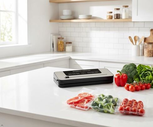 Vacuum Sealer Machine – Commercial Grade Food Sealer with Double Sealing Bar & Powerful Suction | Wet & Dry Modes | One-Touch Auto | Keeps Food Fresh 5X Longer | Starter Kit with 10 Bags in Kuwait