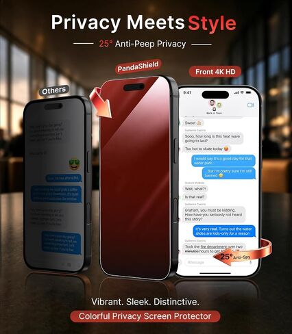 PandaShield 2-Pack for iPhone 16/15 & 14 Pro Red Privacy Screen Protector in Kuwait