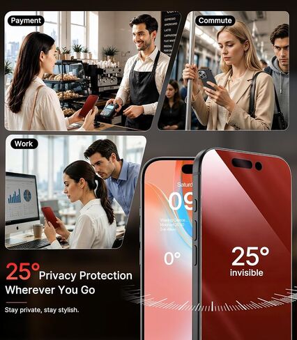 PandaShield 2-Pack for iPhone 16/15 & 14 Pro Red Privacy Screen Protector in Kuwait