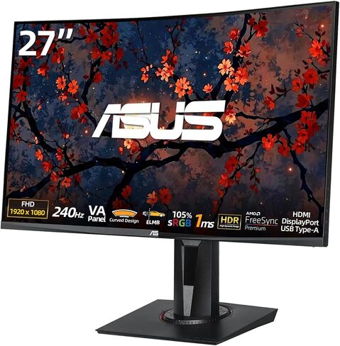 ASUS 27" Curved Gaming Monitor, FHD VA Panel, 240Hz Refresh Rate, ELMB SYNC in Kuwait