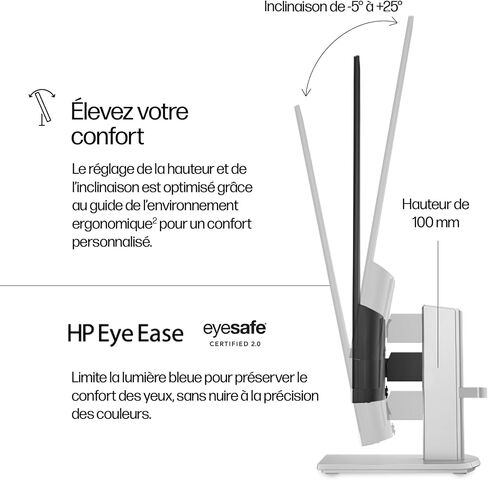 HP Series 5 527sh 27" FHD Height Adjust Monitor Refresh Rate 100Hz Response time 5ms GtG Contrast Ratio 1500:1 Edge-lit Flicker Free Anti-Glare HDMI VGA - 94C50AA in Kuwait