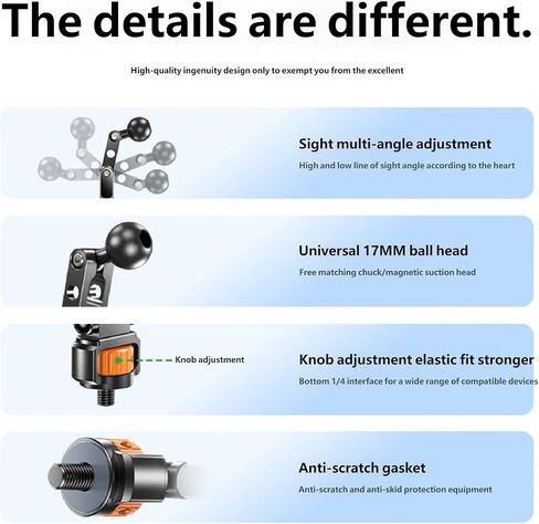 General Aluminum Alloy Ball Head Joint for Photography 180 Degree Adjustable Angles for Cameras Tripods Smartphones Quick Release Extension Rod in Saudi Arabia