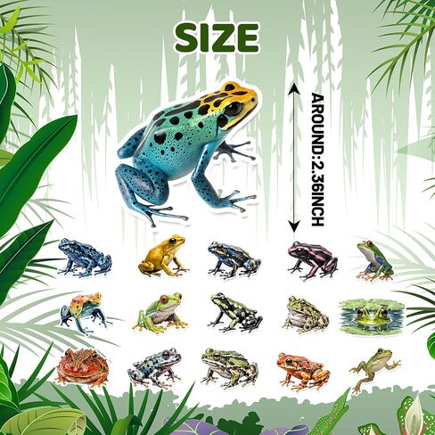 120PCS Realistic Frog Stickers, Frog Party Favors Birthday Party Decorations Vinyl Waterproof Stickers for Water Bottle Laptop Luggage Helmet Gifts for Teens Boys Girls Adult in Saudi Arabia