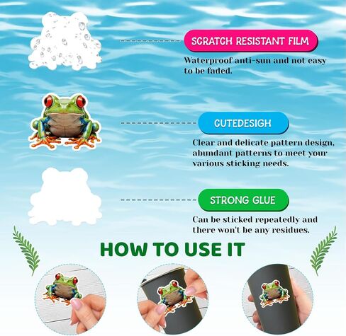 120PCS Realistic Frog Stickers, Frog Party Favors Birthday Party Decorations Vinyl Waterproof Stickers for Water Bottle Laptop Luggage Helmet Gifts for Teens Boys Girls Adult in Saudi Arabia