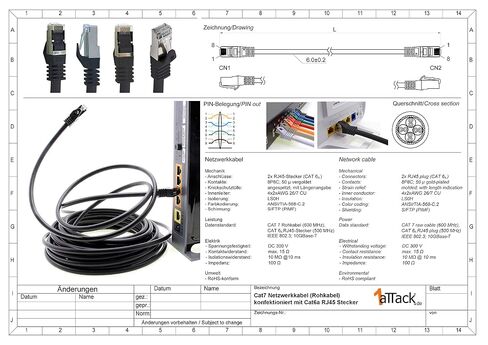 1aTTack.de 0,25m - White - 5 Pieces - CAT.7 - Network Cable Patchcable Lancable Ethernet (Set) - 10GBASE-T - 10000 Mbps - CAT7 S-FTP Double Shielded PIMF 600MHz Compatible with CAT5 CAT6 CAT6a CAT8 in Saudi Arabia
