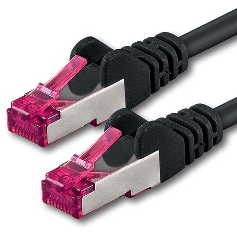 15m - CAT6a - Network cable black - 1 piece CAT 6a S-FTP double shielded PIMF 500MHz halogen free patch cable compatible with CAT5 CAT6 CAT7 CAT8 10GBASE-T - 10000 Mbps for switch, router, modem in Saudi Arabia