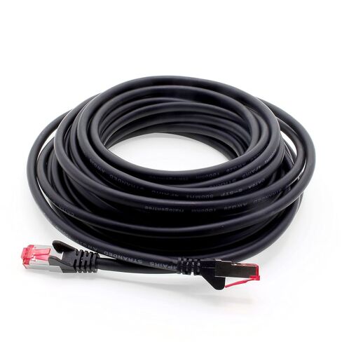 15m - CAT6a - Network cable black - 1 piece CAT 6a S-FTP double shielded PIMF 500MHz halogen free patch cable compatible with CAT5 CAT6 CAT7 CAT8 10GBASE-T - 10000 Mbps for switch, router, modem in Saudi Arabia