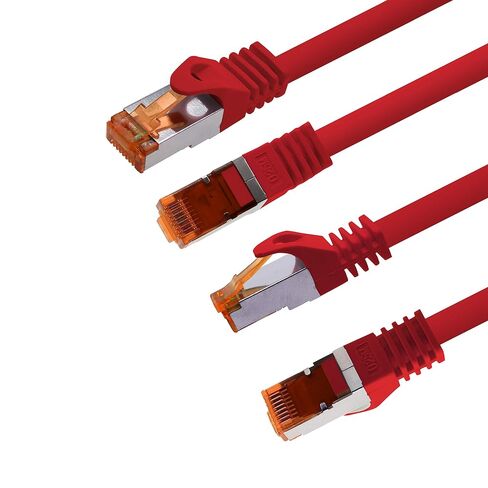 Cat.7 ethernet Cable 3m - Red - 10 Pieces - Cat7 LAN Network 10GBASE-T - 10000 Mbps (Sftp Pimf) Double Shielded patchcable RJ45 Plug Cat.6a in Saudi Arabia