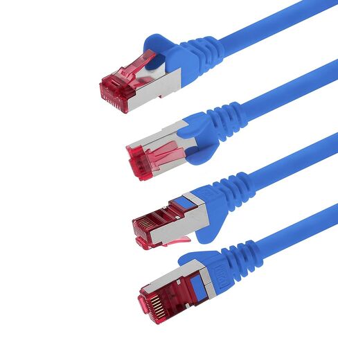 1m - CAT6a - Network cable blue - 1 piece CAT 6a S-FTP double shielded PIMF 500MHz halogen free patch cable compatible with CAT5 CAT6 CAT7 CAT8 10GBASE-T - 10000 Mbps for switch, router, modem in Saudi Arabia