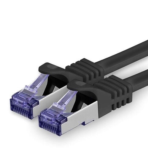 1aTTack.de Cat.7 LAN ethernet Cable 3m - Black - Cat7 LAN Network 10GBASE-T - 10000 Mbps (Sftp Pimf) Double Shielded patchcable RJ45 Plug Cat.6a in Saudi Arabia