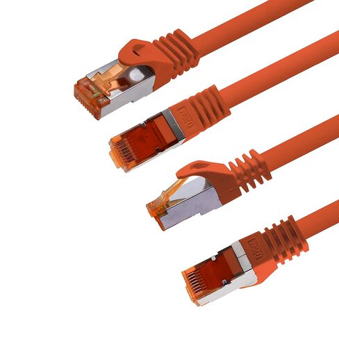 Cat.7 ethernet Cable 3m - Orange - 10 Pieces - Cat7 LAN Network 10GBASE-T - 10000 Mbps (Sftp Pimf) Double Shielded patchcable RJ45 Plug Cat.6a in Saudi Arabia